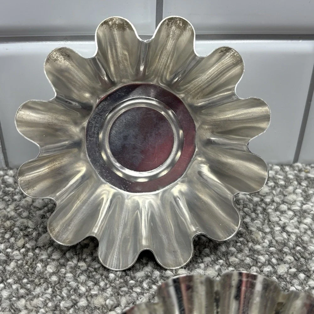 Aluminum‎ Molds VTG Scalloped Fluted Metal Tins Lot Of 9 Jello Cake